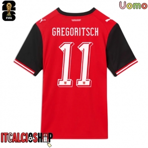 Austria Michael Gregoritsch #11 Prima Maglia Mondiali 2026 Manica Corta